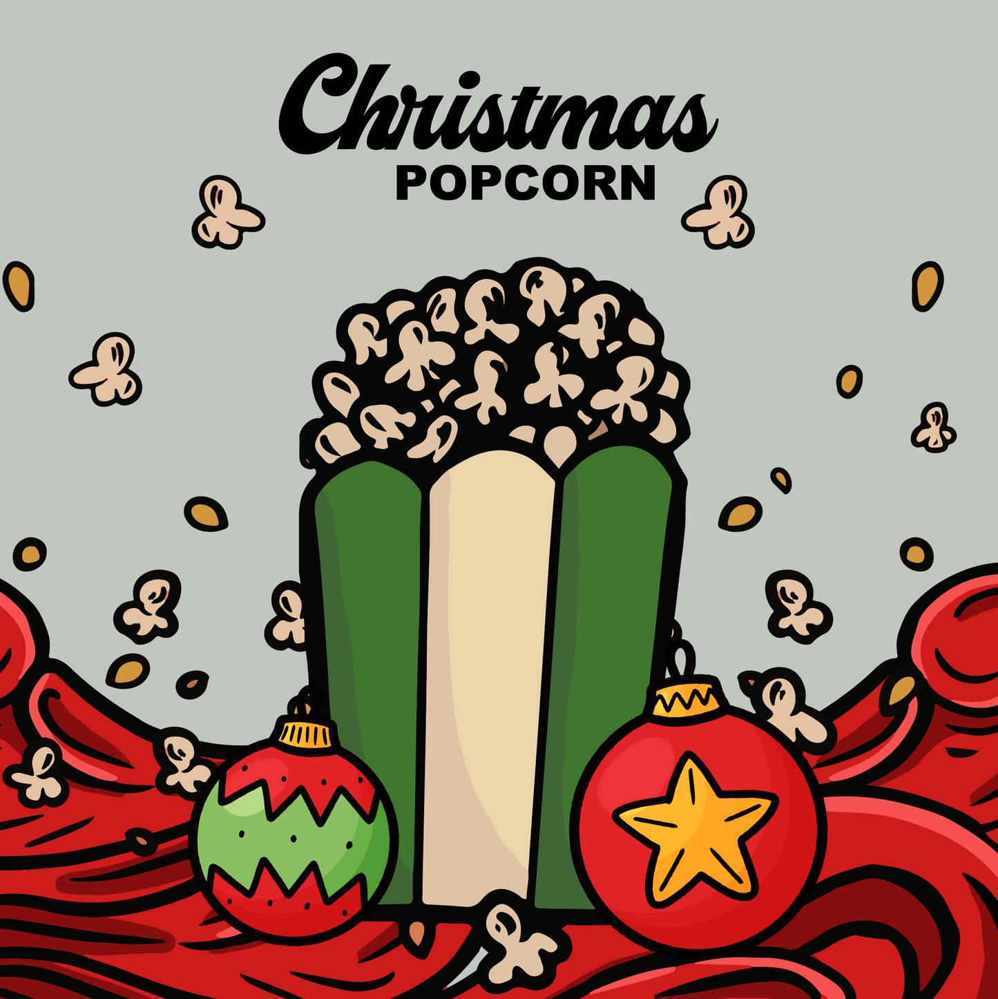 Wild Kernel Co. Christmas Popcorn in a decorative bowl, showcasing the sweet and salty blend crafted with premium non-GMO Mushroom Kernels for the holiday season