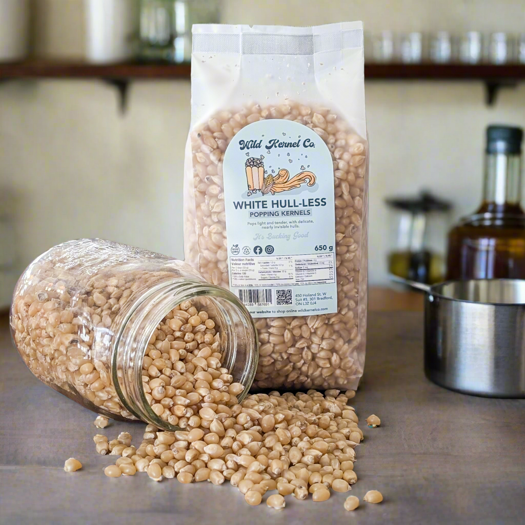 White Hull-les Popcorn Kernels